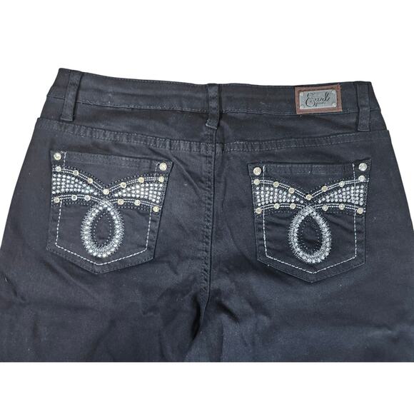 Earl Jean Women’s 8P Black Western Cowgirl Jeans Bling Bow Festival Country Chic - Picture 1 of 8